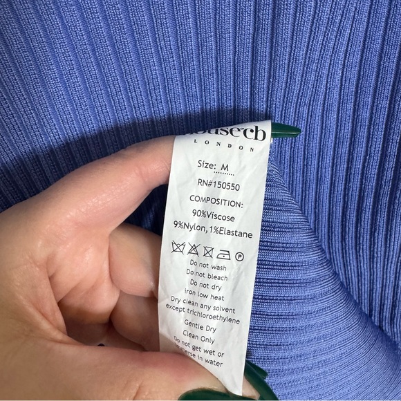 House of CB Mitsy long sleeve periwinkle bandage rib midi dress - Picture 4 of 6